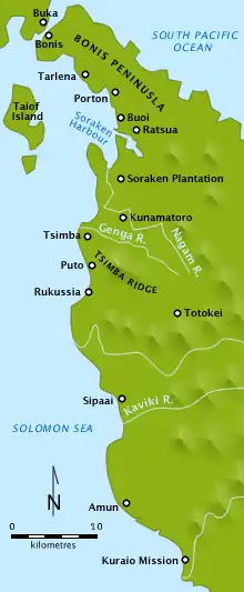 A map showing the location of the battle