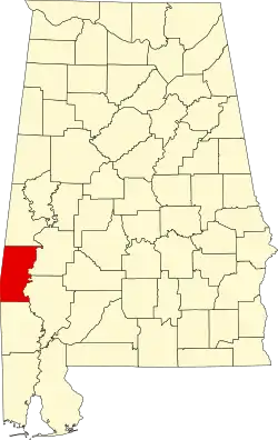 State map highlighting Choctaw County