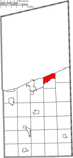 Location of North Kingsville in Ashtabula County