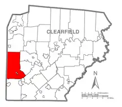 Map of Clearfield County, Pennsylvania highlighting Bell Township