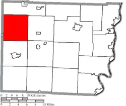 Location of Kirkwood Township in Belmont County
