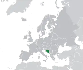 Location of Bosnia and Herzegovina (green) in Europe (dark grey)