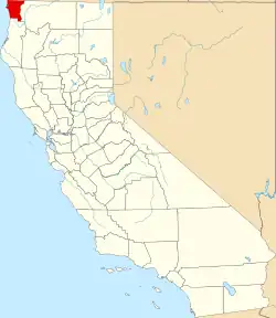 State map highlighting Del Norte County
