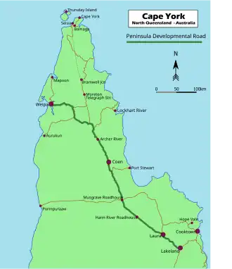 Major roads in northern Queensland