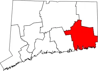 State map highlighting Southeastern Connecticut Planning Region