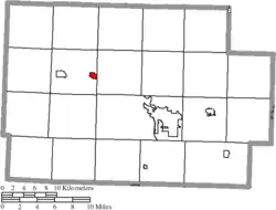 Location of Warsaw in Coshocton County