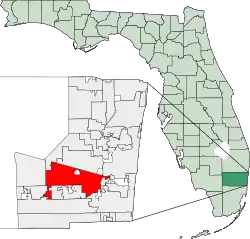 Map of Davie. The Southwestern peninsular part of Davie is part of the wider Ivanhoe neighborhood with the grey enclave in that peninsular part being Ivanhoe Estates.