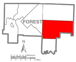 Map of Forest County, Pennsylvania highlighting Jenks Township