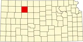 Map of Kansas highlighting Graham County