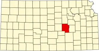 Map of Kansas highlighting Marion County