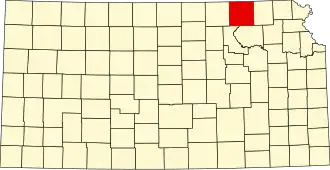 Map of Kansas highlighting Marshall County