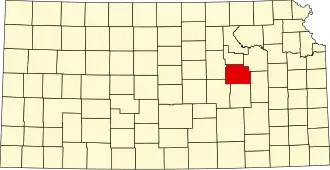 Map of Kansas highlighting Morris County