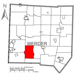 Location of Lackawannock Township in Mercer County