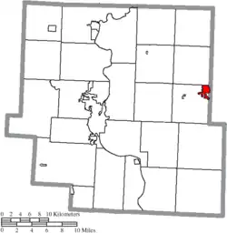 Location of New Concord in Muskingum County