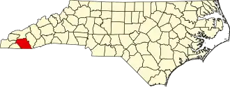 Map of North Carolina highlighting Macon County