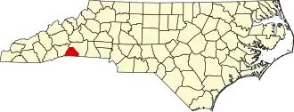 Map of North Carolina highlighting Polk County