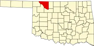 State map highlighting Woods County