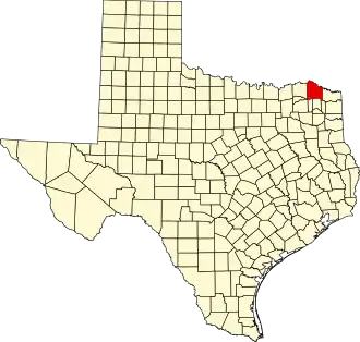 State map highlighting Red River County