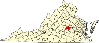 State map highlighting Powhatan County