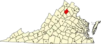 State map highlighting Rappahannock County