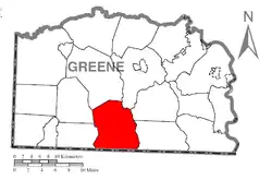 Location of Wayne Township in Greene County