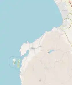 Openstreetmap image showing the Garip Islands off the coast of Dikili, Turkey