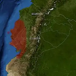 Map showing the extent of the Valdivia culture