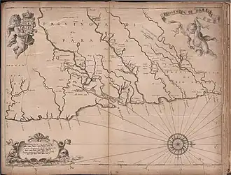 Map Provincia di Paraiba, 1698, by the Italian cartographer Andreas Antonius Horatius