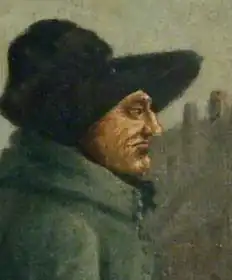 Early 19th-century profile of old woman in black hat