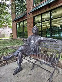 Sculpture of Mark Twain, outside Cinco Ranch branch