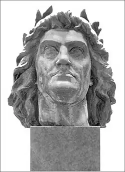 The roughly 50-year-old Matthias in the style of Constantine the Great (contemporary sculpture from Buda Castle)