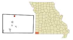 Location in McDonald County and the state of Missouri