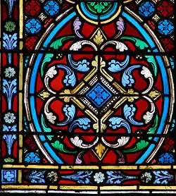 Skilled glass cutting and leading in a 19th-century window at Meaux Cathedral, France