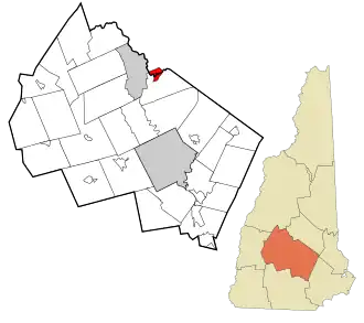 Location in Merrimack County and the state of New Hampshire