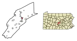 Location of Burnham in Mifflin County, Pennsylvania.