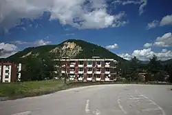 A crossroad in the town of Miljevina, Bosnia, and Herzegovina