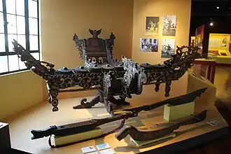 A Maranao kulintang ensemble with okir carvings