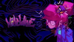 The protagonist Pandora—a young woman with thick purple hair, a striped shirt, and a purple overcoat—stands on the right with a shocked facial expression. The game's logo is on the left.