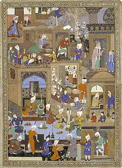 Nighttime in a City, signed by Mir Sayyid Ali, circa 1540, Tabriz (Sackler Museum, 1958.76)