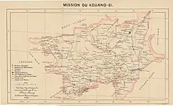 Map of Kwanghsi Mission, prepared by Adrien Launay [fr], 1889.