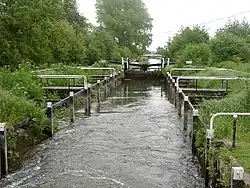 The turf-sided Monkey Marsh Lock on the Kennet & Avon Canal at Thatcham.