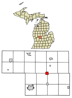 Location within Montcalm County and the state of Michigan