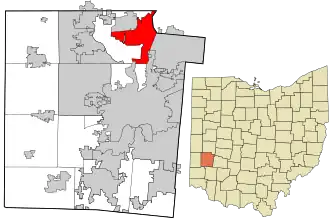 Location in Montgomery County and the state of Ohio