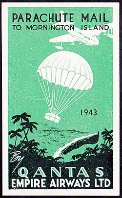 A vignette for affixing to mail for the 1943 Christmas parachute drop to Mornington Island Mission
