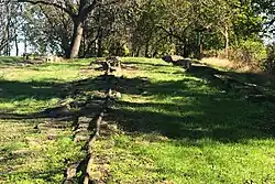 Cables on sleeper stones at the summit