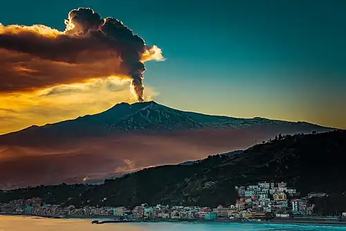 Mount Etna erupting
