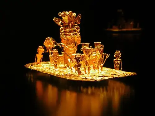 The Muisca raft; circa 600–1600; gold alloy; 19.5 x 10.1 cm; Gold Museum (Bogotá, Colombia)