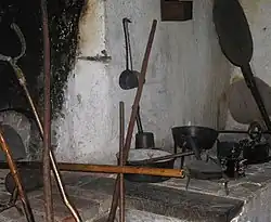 Hearth and hob in a traditional Slovenian kitchen.