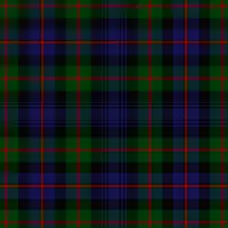 A primarily blue, green, and black tartan based on Black Watch but with red over-checks on the green and on the "bare" blue, not on the blue with black "tram tracks".