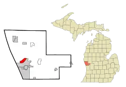 Location in Muskegon County and the state of Michigan